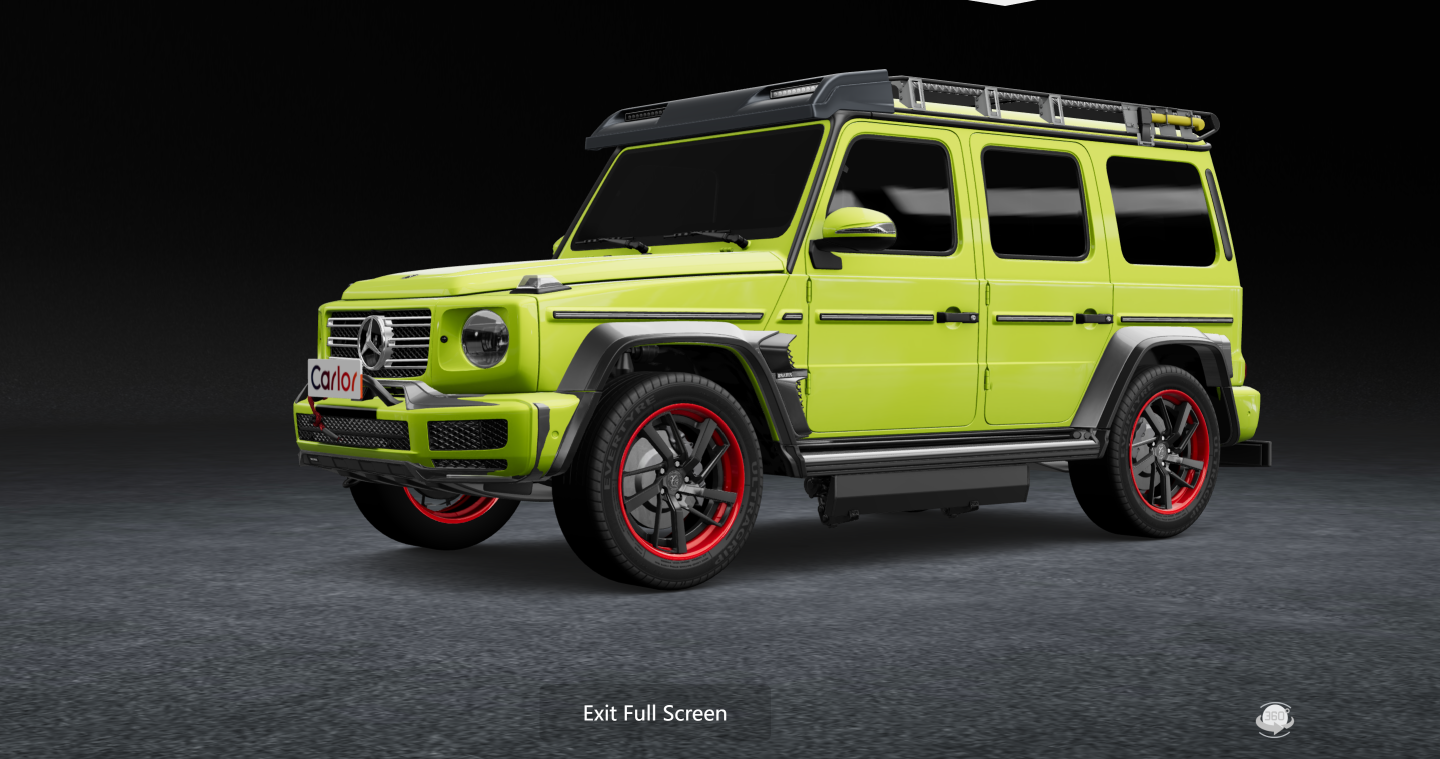 Customized lime-green SUV with coordinated aftermarket wheels and body parts